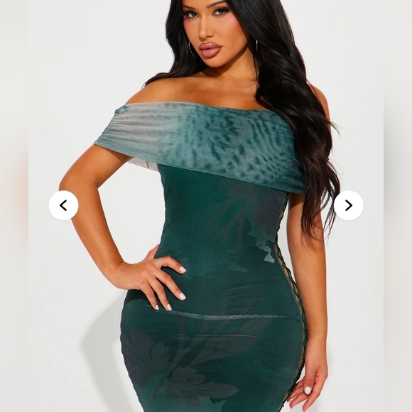 Fashion Nova Strapless Teal Dress - Picture 2 of 5